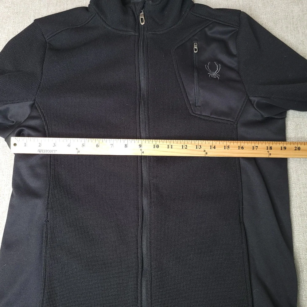 Spyder Full Zip Sweater Jacket Mens M Black Knit Fleece Core Midlayer Nice